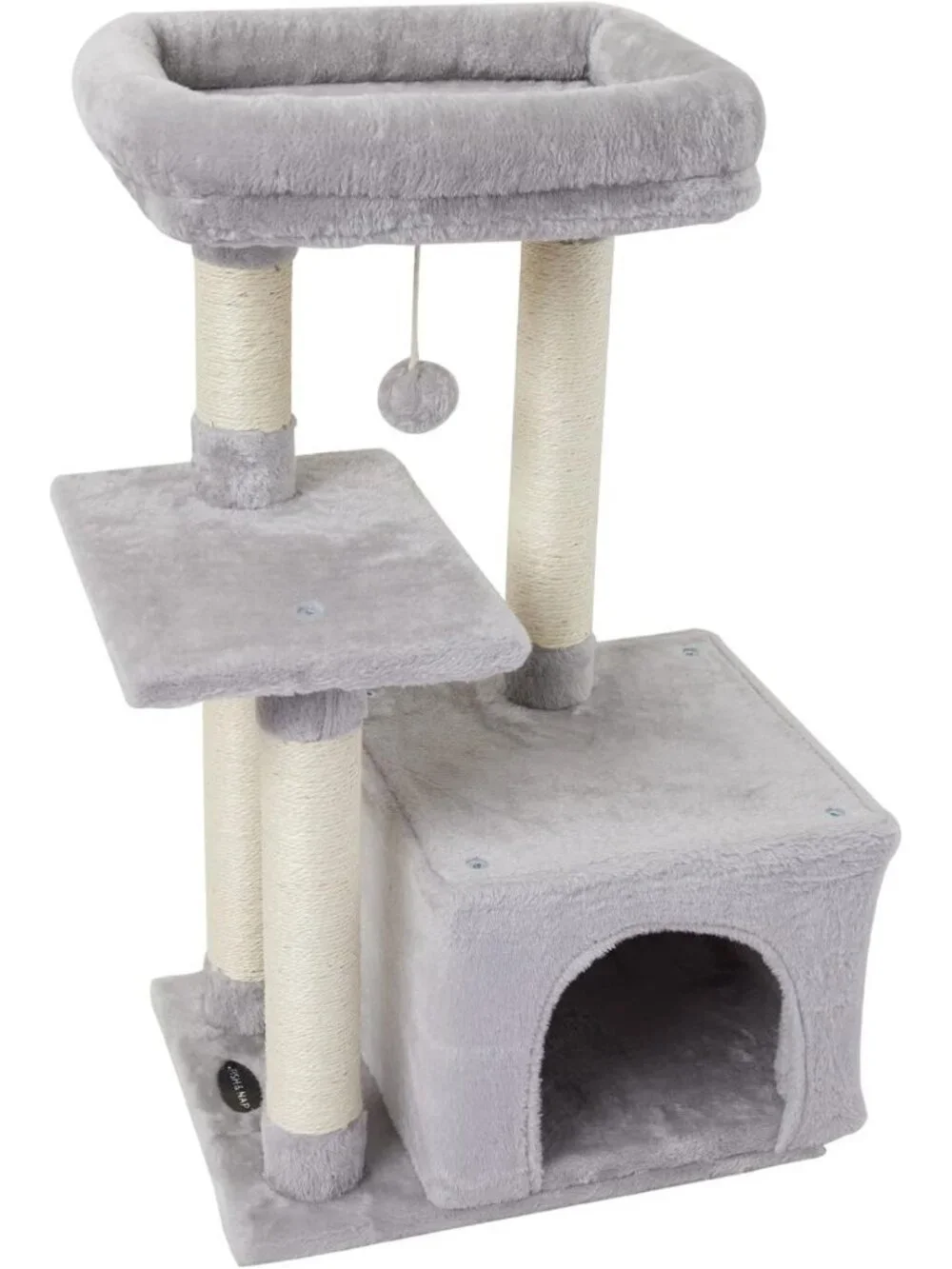 Adorable Cat Tree Condo with Sisal Scratching Posts & Jump Platform - Gray